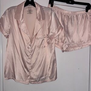 Nine West Light Pink Satin Pajama Set
